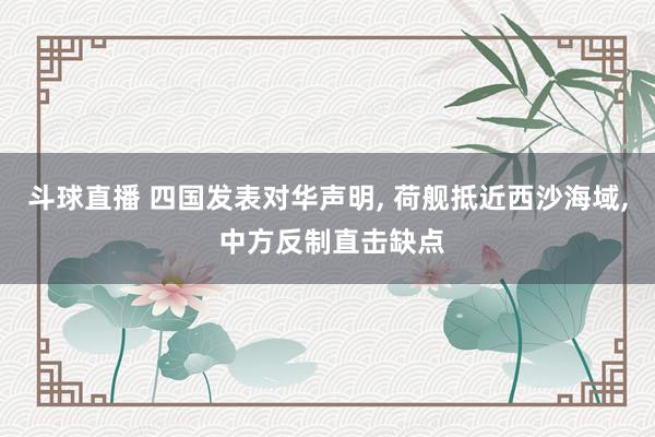 斗球直播 四国发表对华声明, 荷舰抵近西沙海域, 中方反制直击缺点