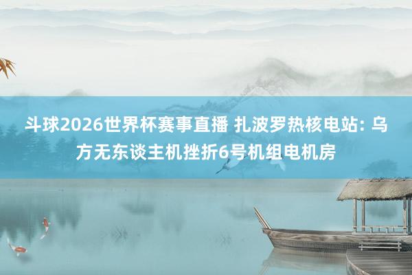 斗球2026世界杯赛事直播 扎波罗热核电站: 乌方无东谈主机挫折6号机组电机房