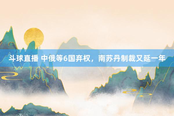 斗球直播 中俄等6国弃权，南苏丹制裁又延一年