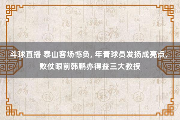斗球直播 泰山客场憾负, 年青球员发扬成亮点, 败仗眼前韩鹏亦得益三大教授
