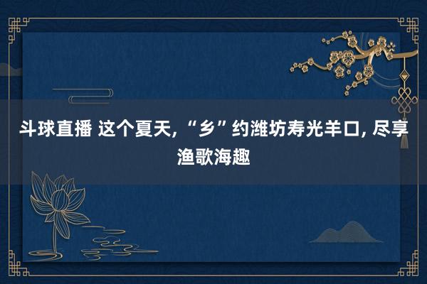 斗球直播 这个夏天, “乡”约潍坊寿光羊口, 尽享渔歌海趣