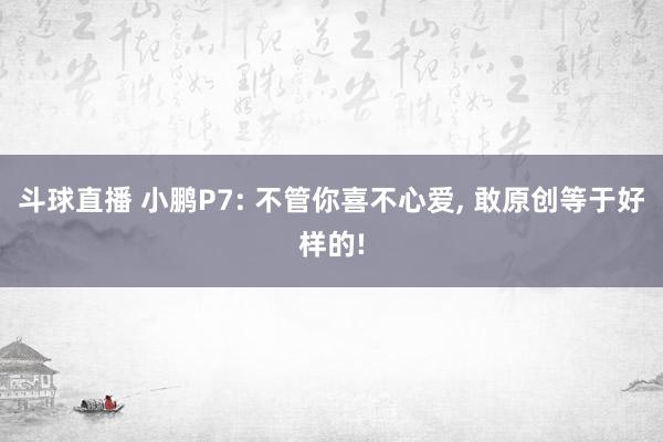 斗球直播 小鹏P7: 不管你喜不心爱, 敢原创等于好样的!