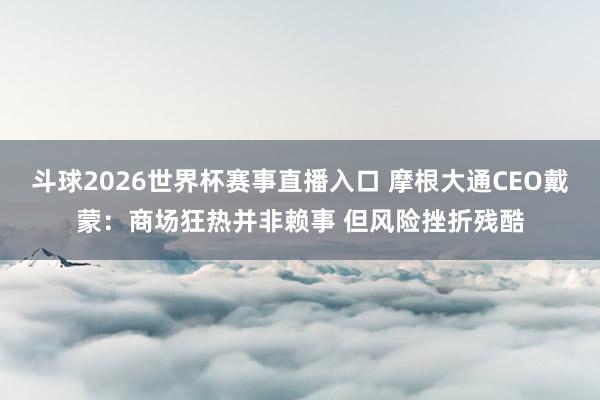 斗球2026世界杯赛事直播入口 摩根大通CEO戴蒙：商场狂热并非赖事 但风险挫折残酷