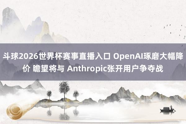 斗球2026世界杯赛事直播入口 OpenAI琢磨大幅降价 瞻望将与 Anthropic张开用户争夺战