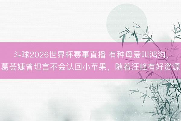 斗球2026世界杯赛事直播 有种母爱叫鸿沟，葛荟婕曾坦言不会认回小苹果，随着汪峰有好资源