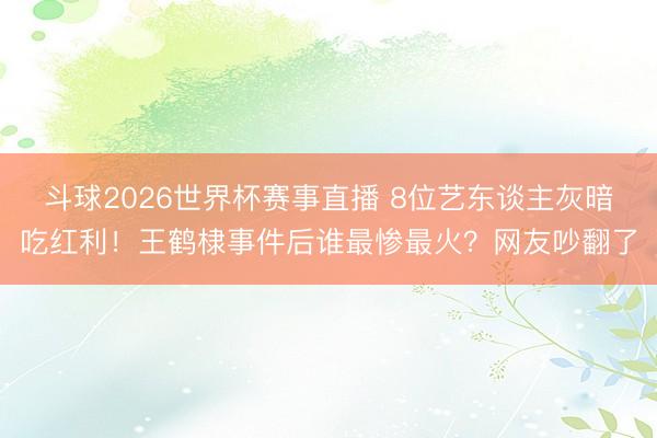 斗球2026世界杯赛事直播 8位艺东谈主灰暗吃红利！王鹤棣事件后谁最惨最火？网友吵翻了