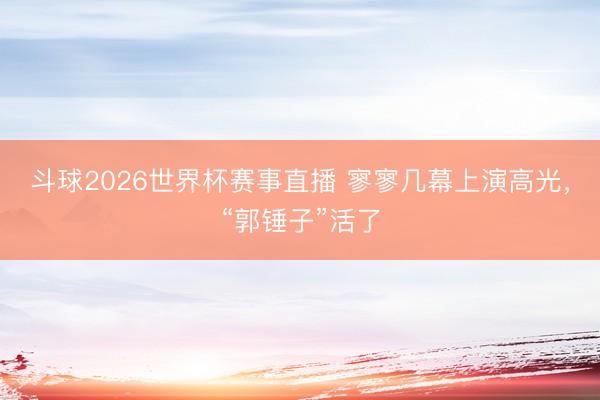斗球2026世界杯赛事直播 寥寥几幕上演高光，“郭锤子”活了