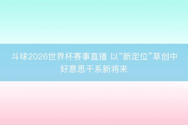 斗球2026世界杯赛事直播 以“新定位”草创中好意思干系新将来