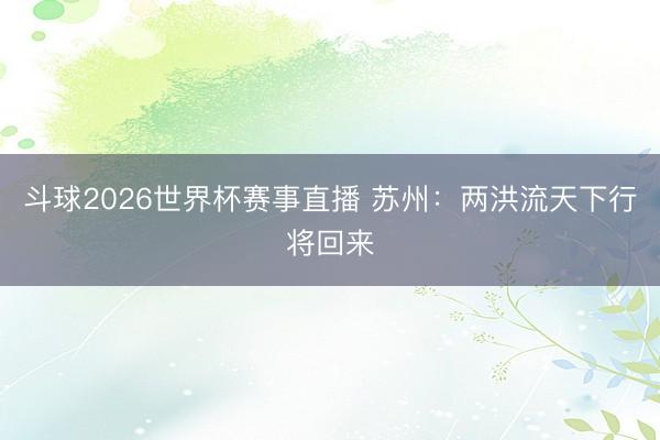 斗球2026世界杯赛事直播 苏州：两洪流天下行将回来