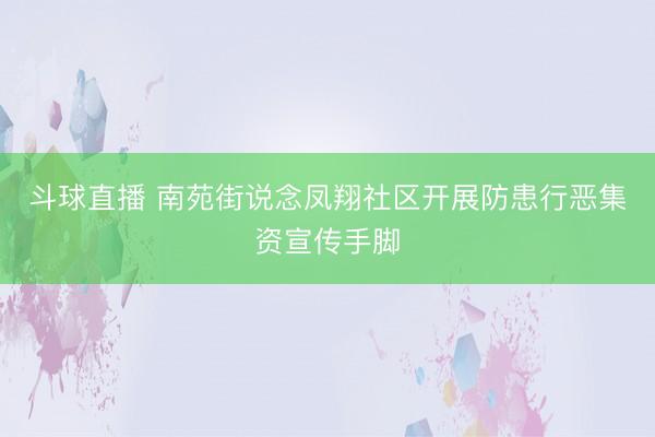 斗球直播 南苑街说念凤翔社区开展防患行恶集资宣传手脚