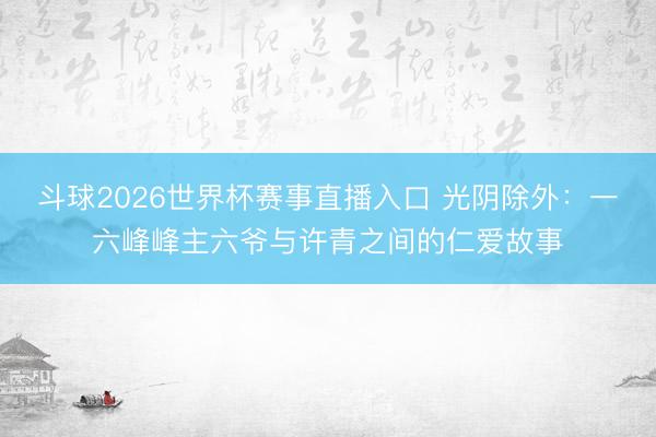 斗球2026世界杯赛事直播入口 光阴除外:一六峰峰主六爷与许青之间的仁爱故事